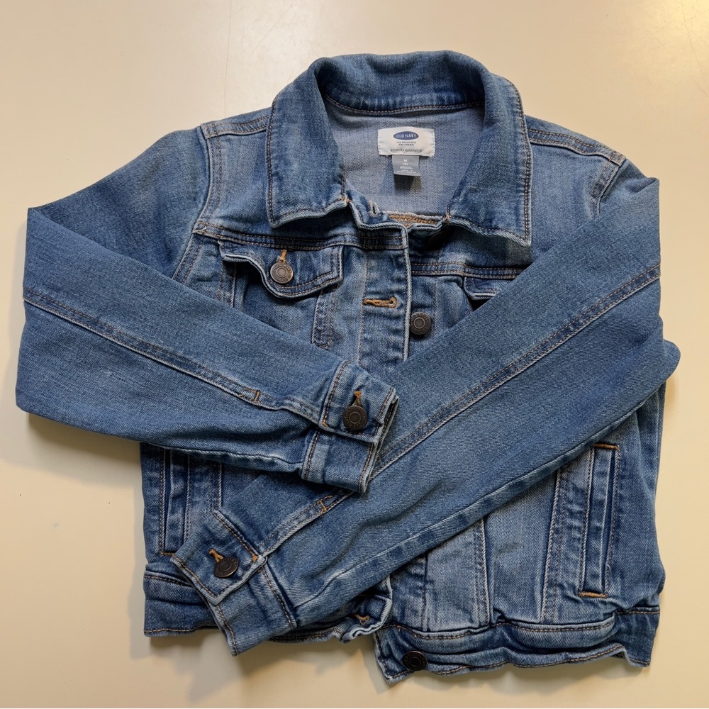 Old Navy Children Med Wash Blue Denim Stretch Cotton Blend Jean Jacket Size M/8